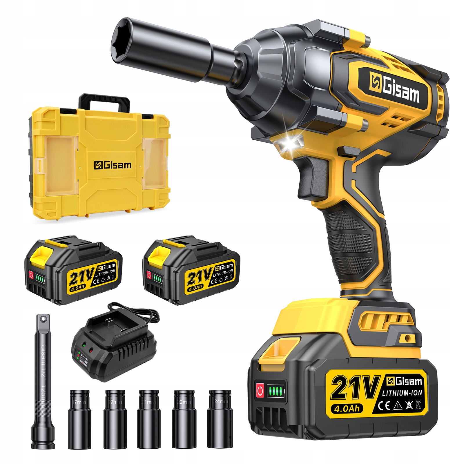 Klucz Udarowy Akumulatorowy 1800Nm Mocny 21V Klucz Do Kół 2x Akumulator