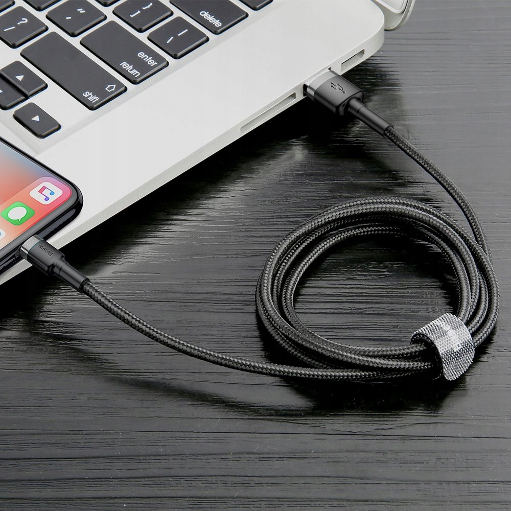 BASEUS KABEL USB LIGHTNING DO IPHONE 6 7 8 X 2.4A Kolor czarny