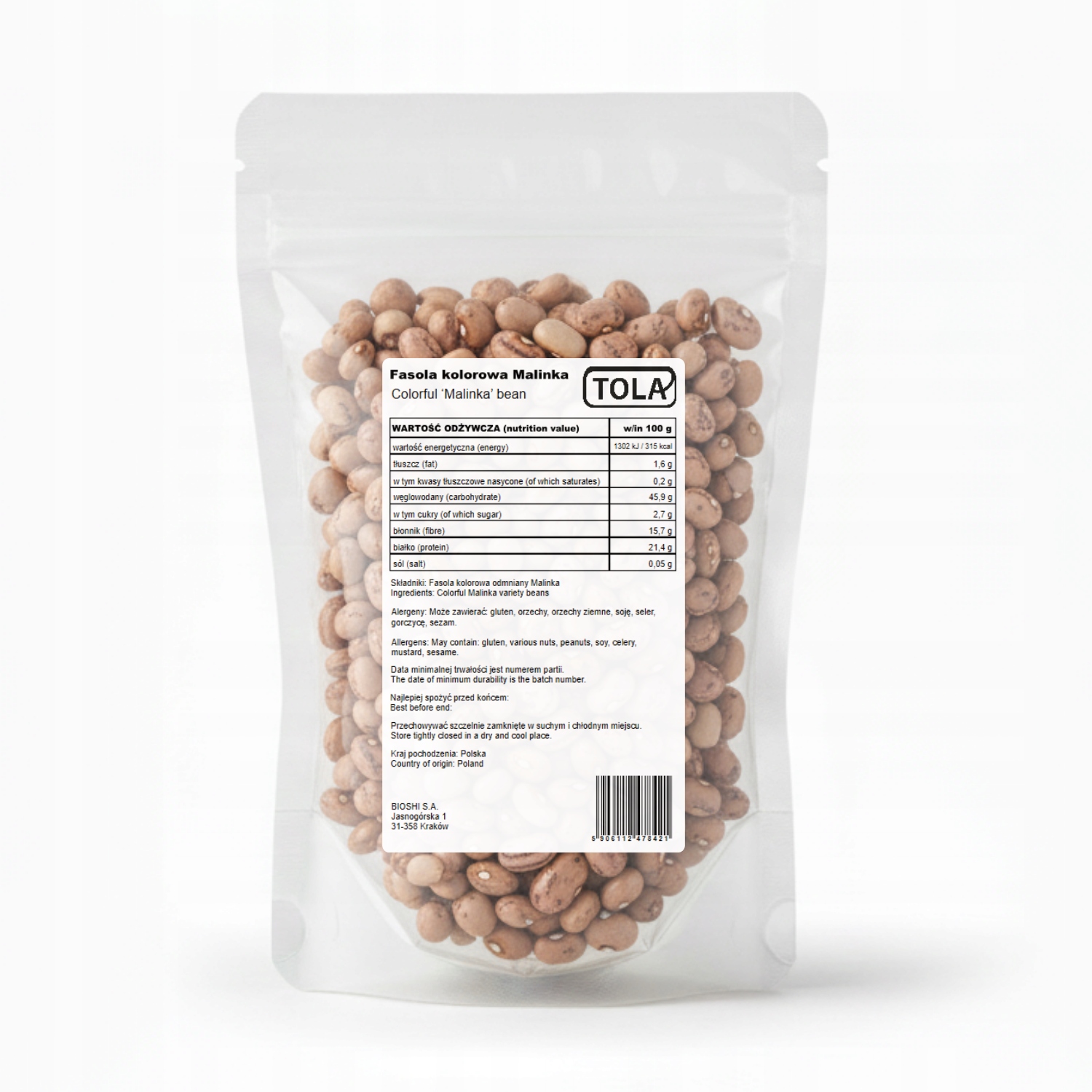 Barevné fazole Malinka 2 kg – do pokrmů a polévek, vysoká kvalita Tola