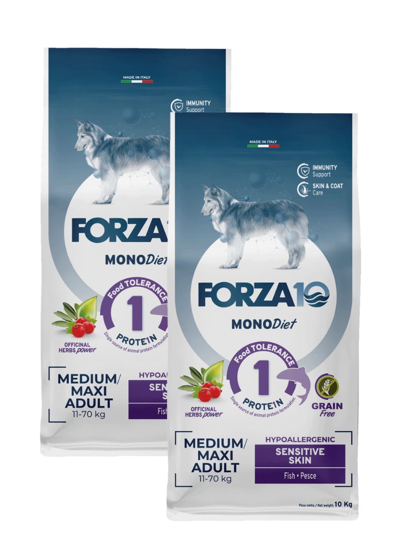 Forza10 Medium/Maxi MonoDiet Sensitive Skin ryba pes Hypoallergenic 2x10 kg