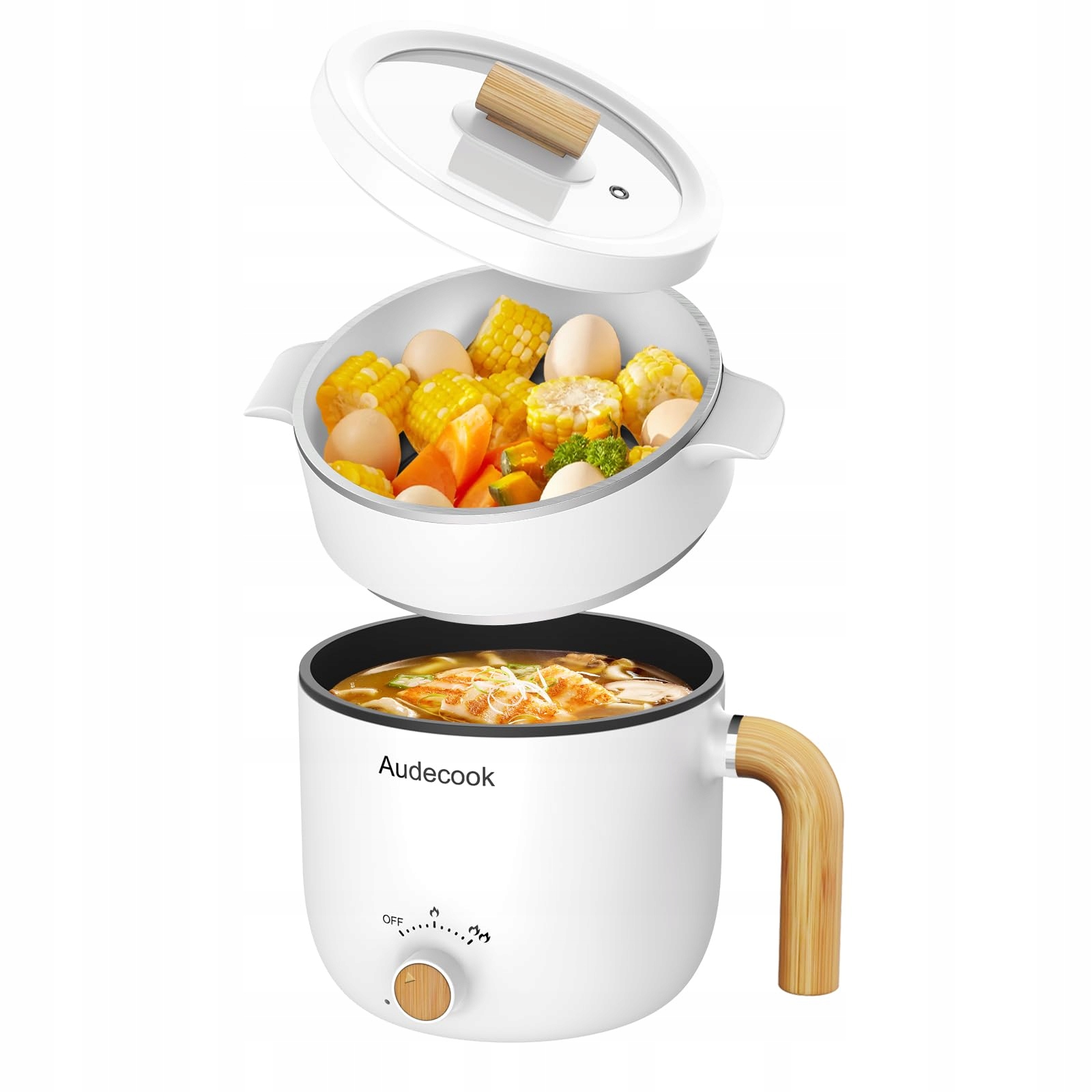 AUDECOOK Elektryczny Garnek I Parowar 1,5L Przenośny Mini Multicooker