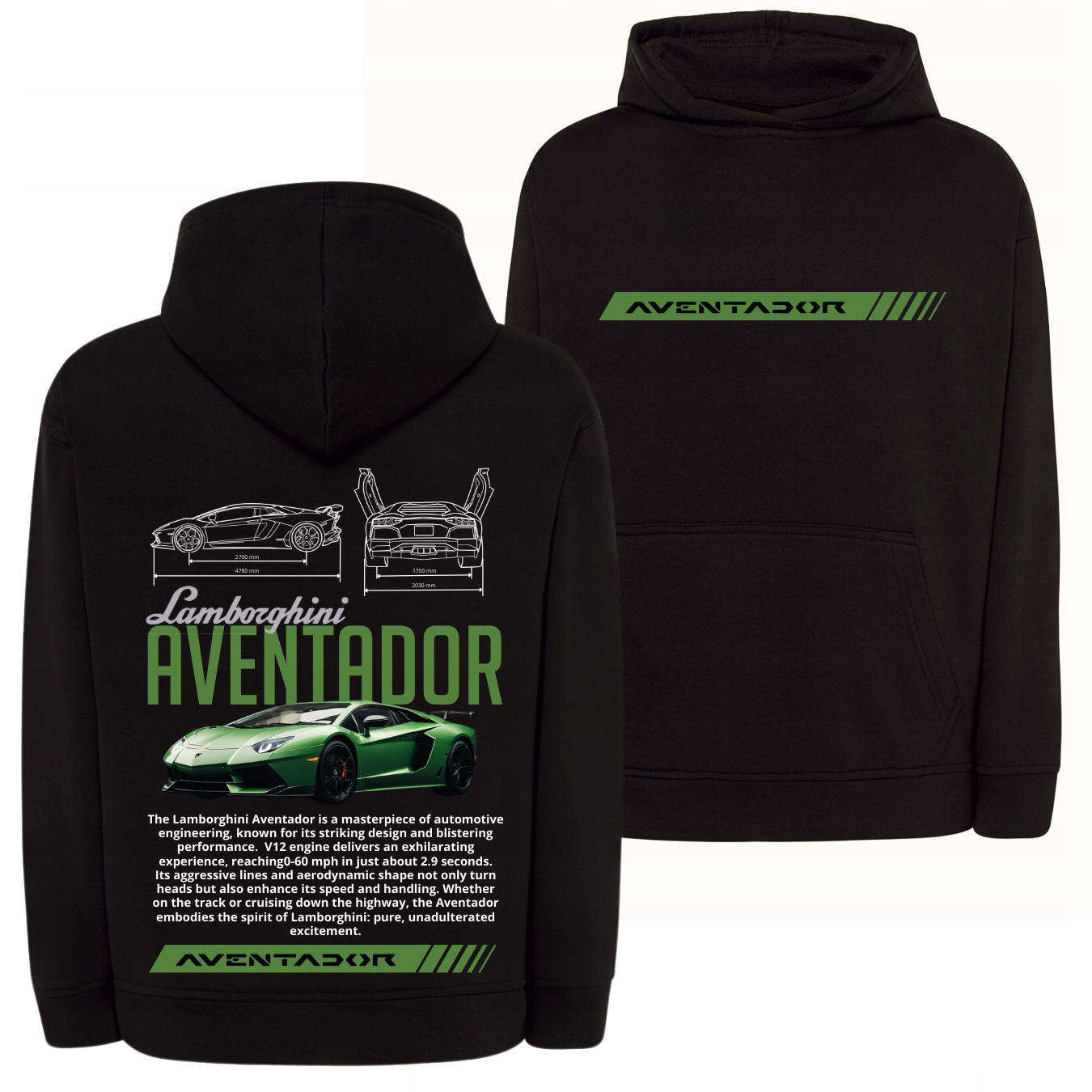 Oversize Mikina Hoodie Pro Fanoušky Lamborghini Aventador Car Lambo Automobilová