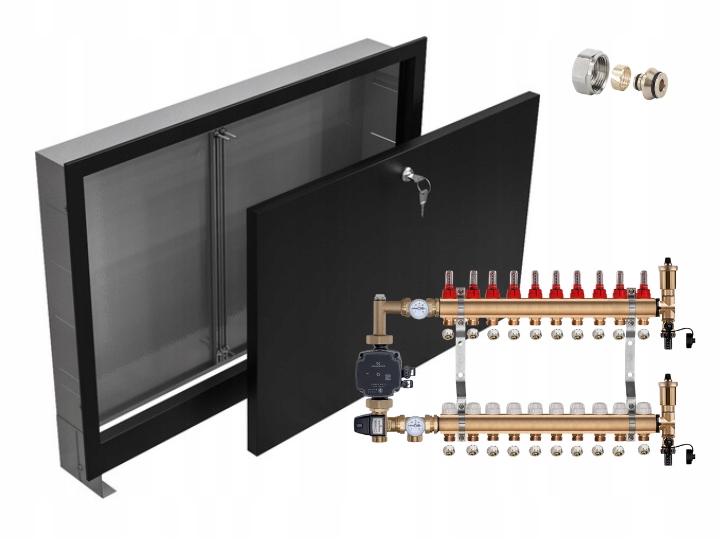 Mosazný Rozdělovač 10 S Čerpadlem Grundfos Podomítková Skříňka Černá Pex