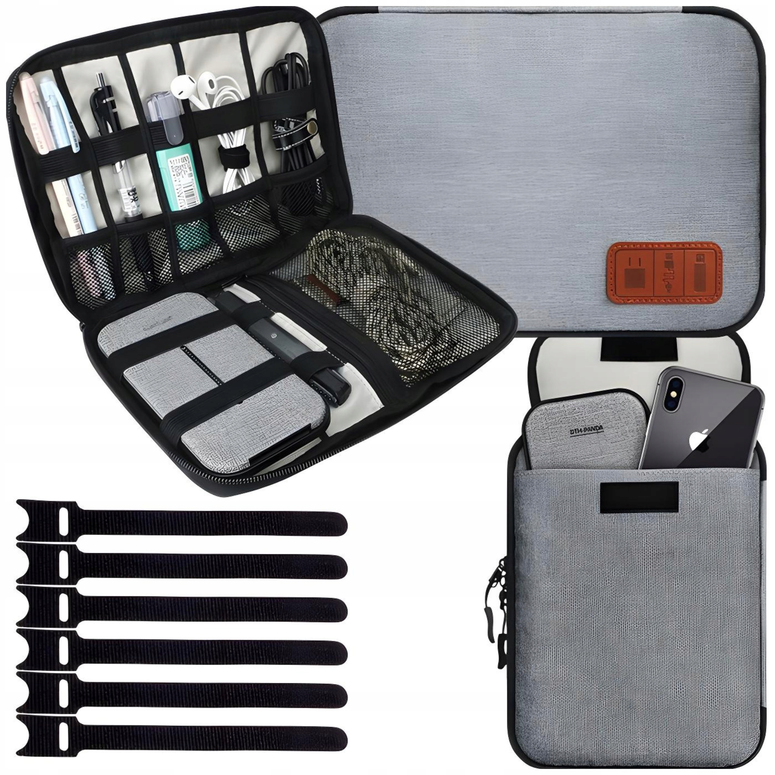 ORGANIZER PODRÓŻNY NA KABLE TORBA Z 5 RZEPAMI PODRÓŻNY ETUI AKCESORIA UNIW