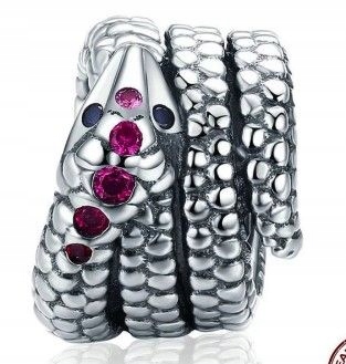 Přívěsek Bead Stříbrný 925 přívěsek vzor hada s červenými zirkony 2.57 g