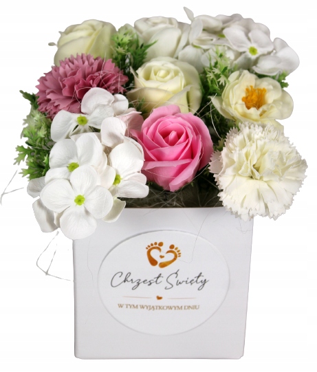 

Flower Box Chrzest Bukiet Pamiątka Mydlane