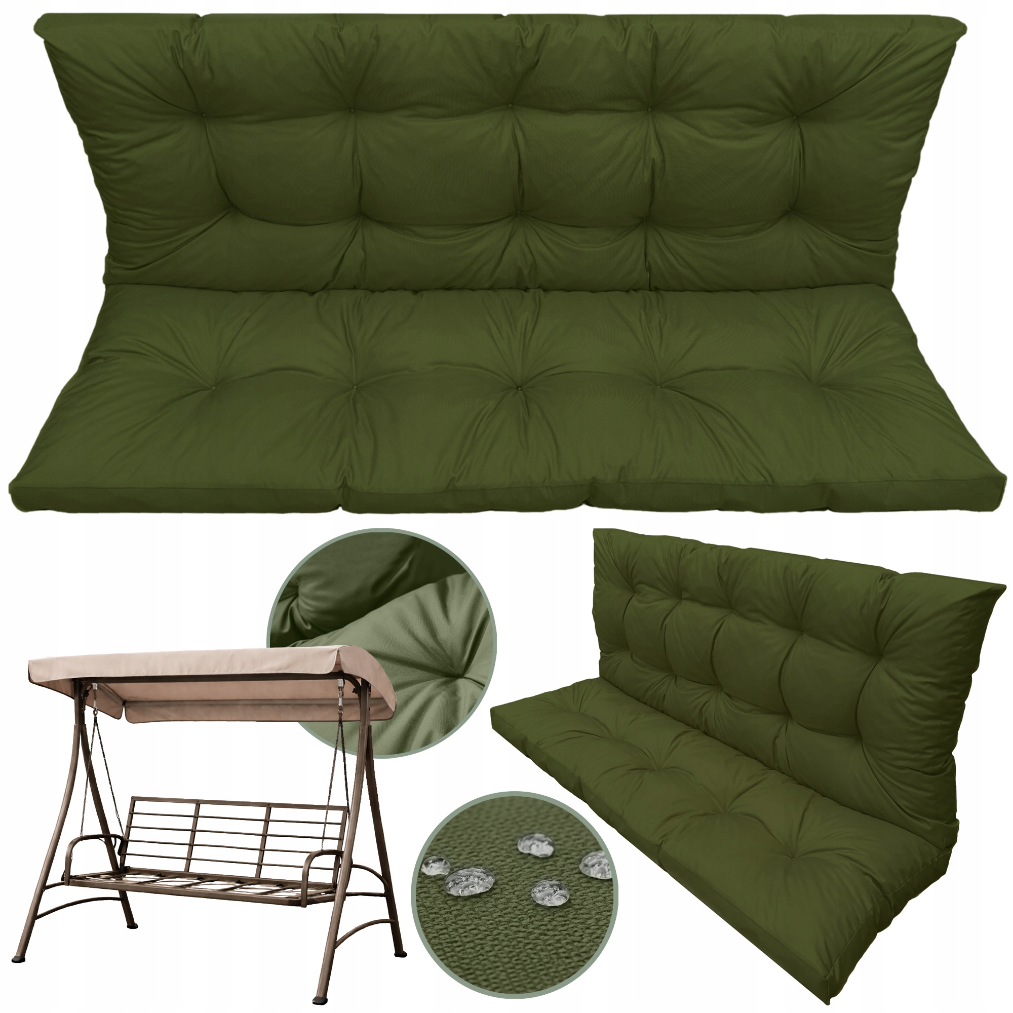 Polštář Na Houpačku Lavička Vysoká 180X60X50 Voděodolný Zelený