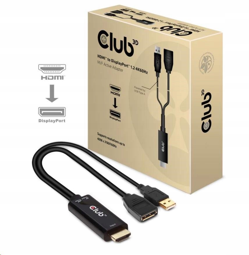 Club3D Aktívny adaptér Hdmi na DisplayPort 4K60Hz, M/ F CAC-1331