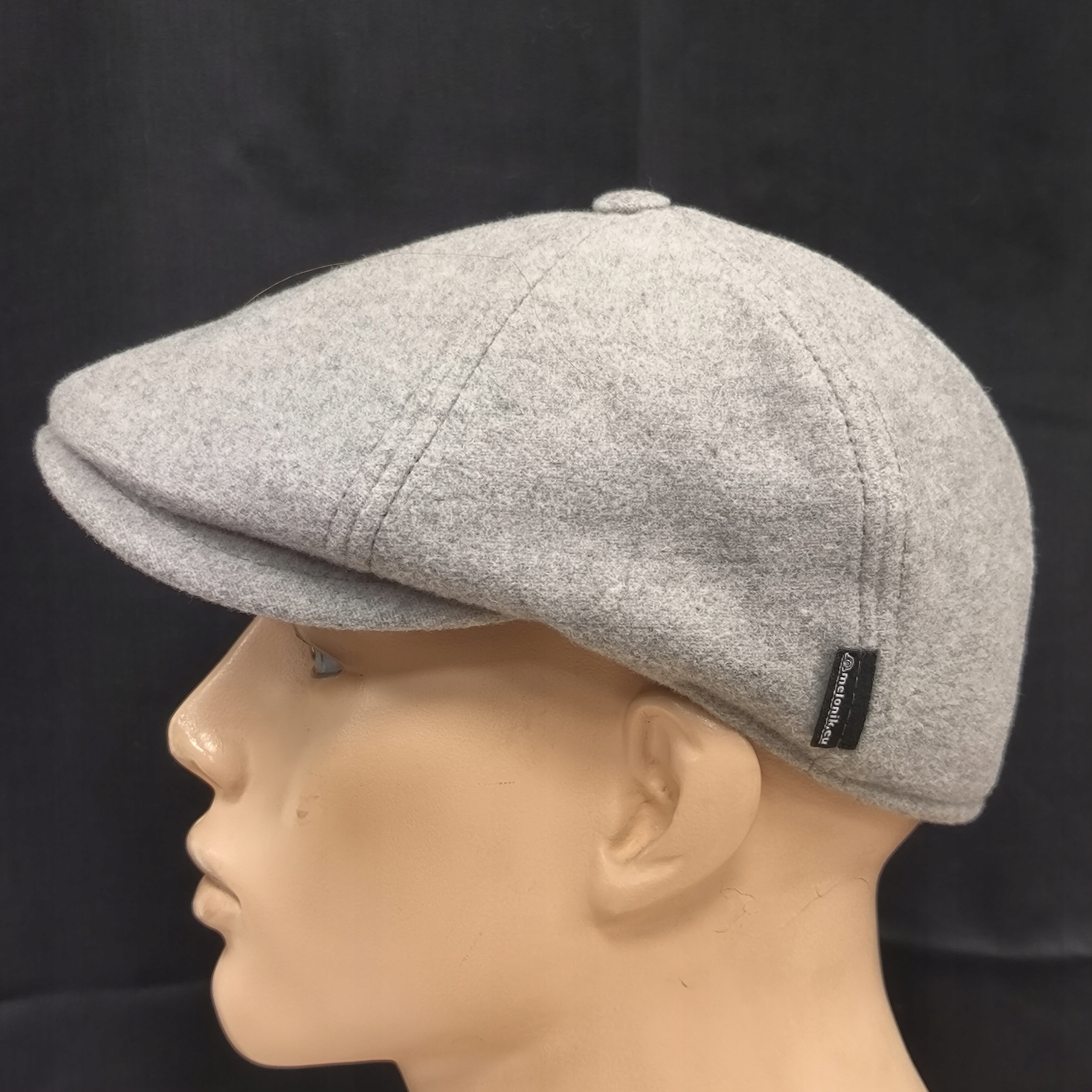 pánský vlněný klobouk s knoflíkem, Světle Šedý, 60 cm, polský, jarní