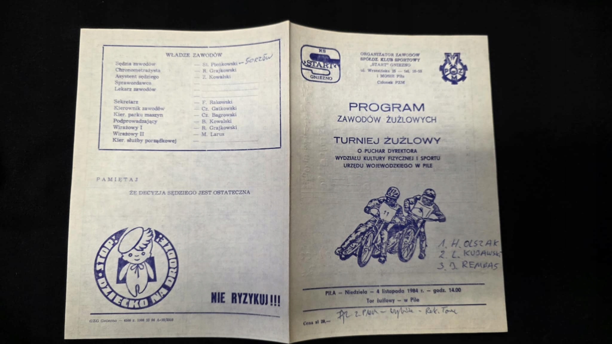 TURNIEJ ŻUŻLOWY START GNIEZNO 1984