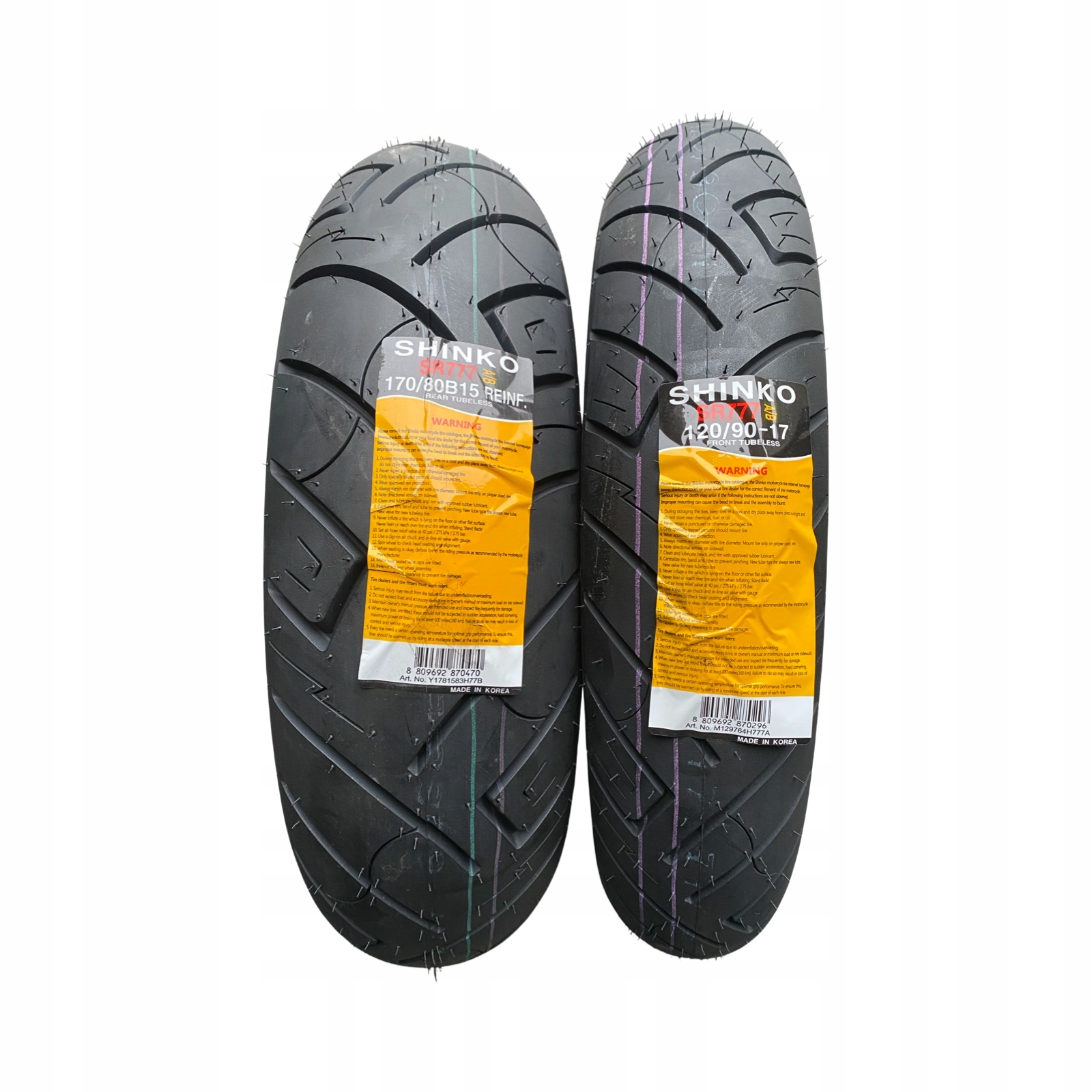 OPONY SHINKO 777 170/80/15 TYŁ 120/90/17 PRZÓD