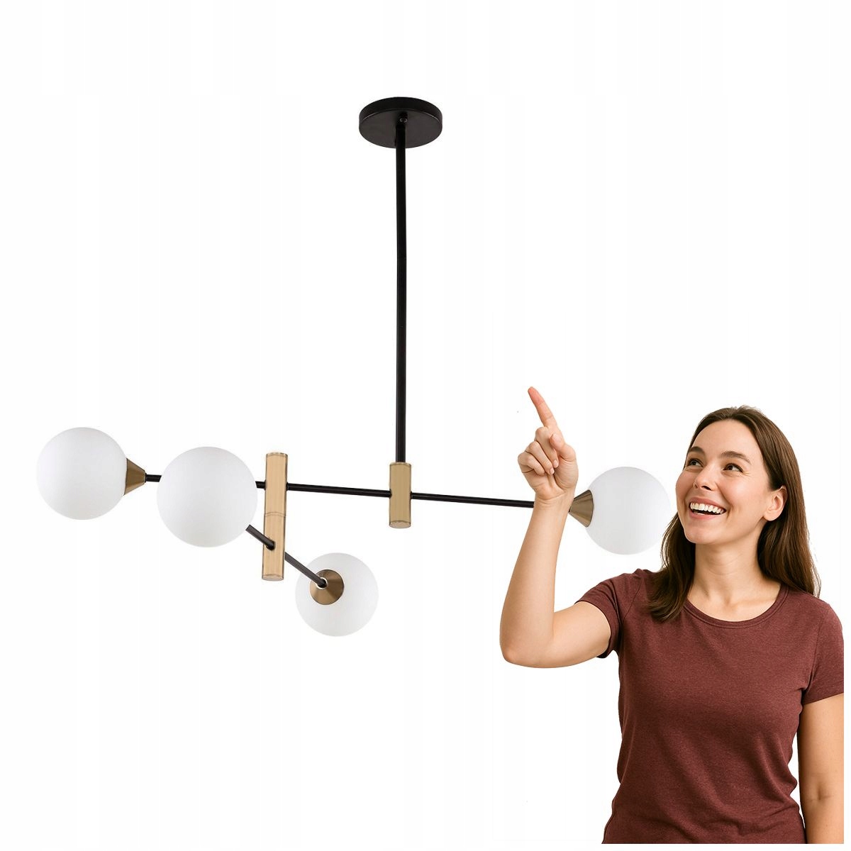 Závesná lampa Marino čierna a mosadzná, moderný štýl Italux