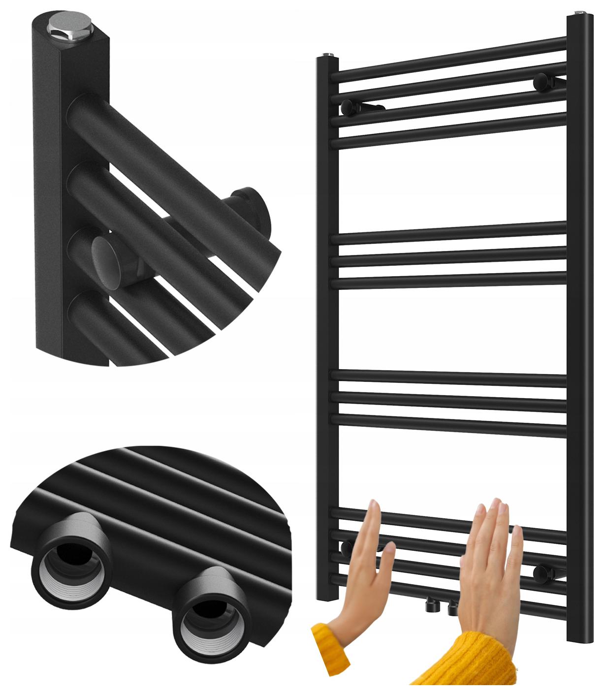 Kúpeľňový Ohrievač Kaloryfer Moderný Rebrík Čierny 100x60 cm Raven
