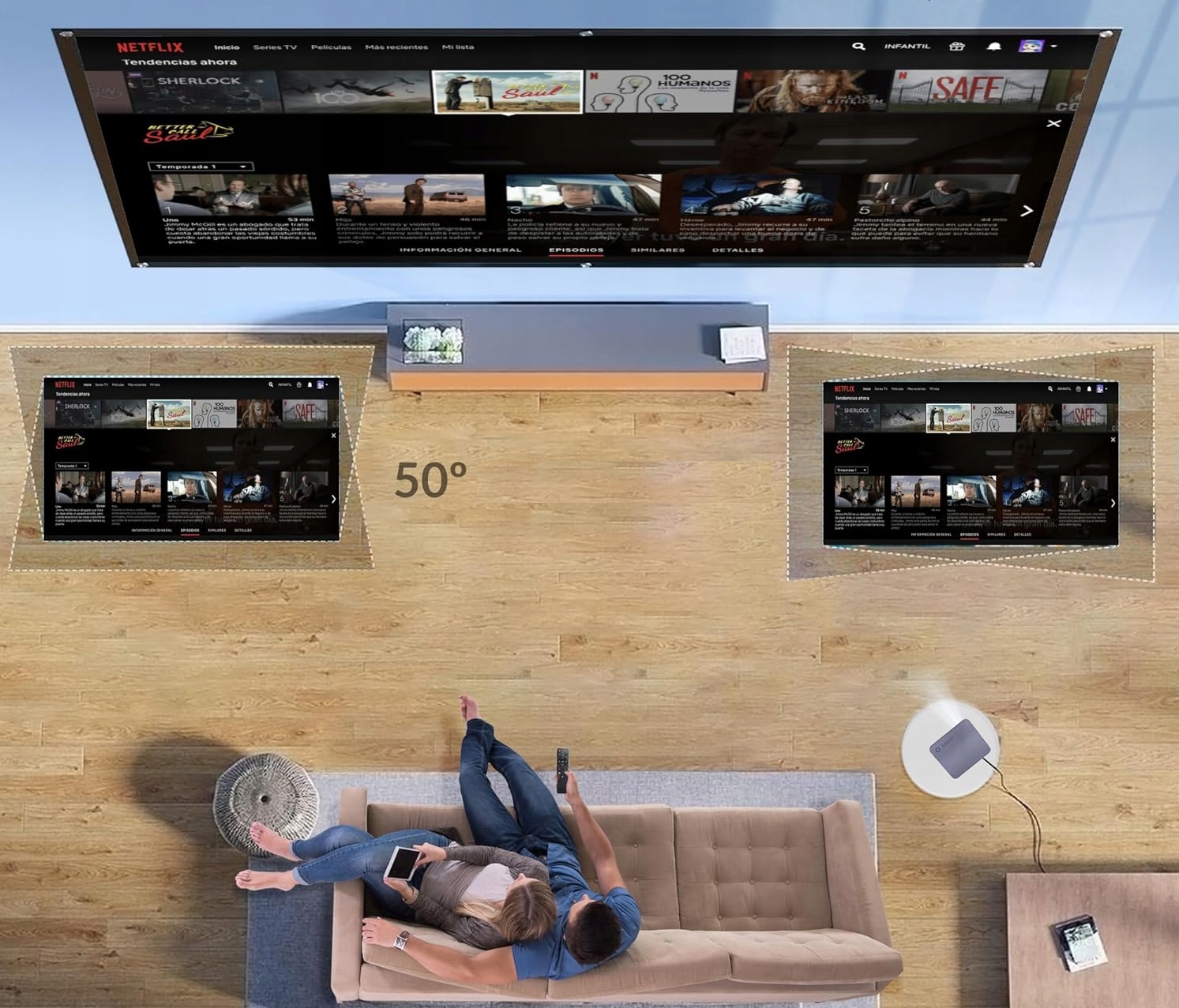 PROJEKTOR RZUTNIK ANDROID SMART TV WIFI FULL HD 650ANSI ZOOM 300" Jasność lampy (ANSI) 650 lm