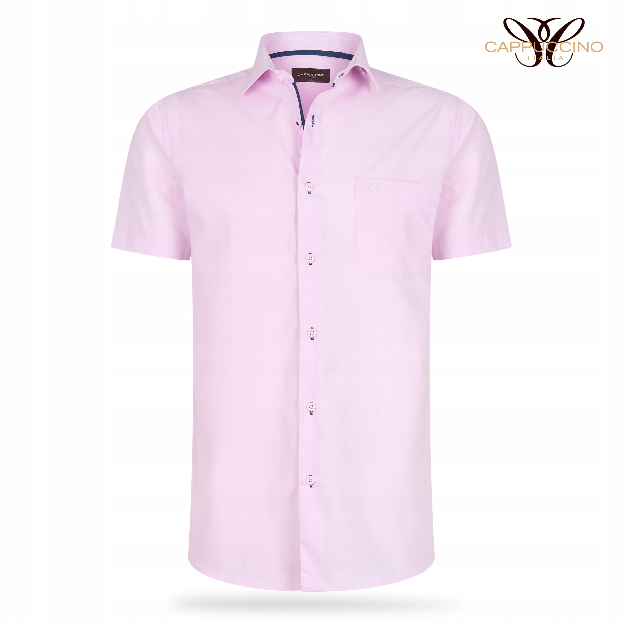 Koszula męska z krótkim rękawem Cappuccino Italia Palermo różowa XXL