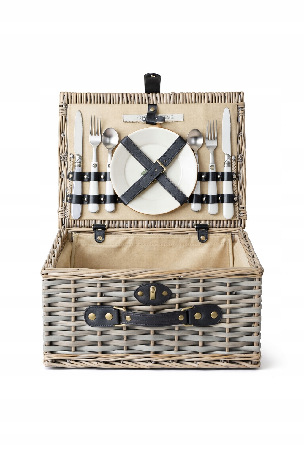 Boltze Home Proutěný piknikový koš s příslušenstvím 38 x 28 x 18 cm 1I3B