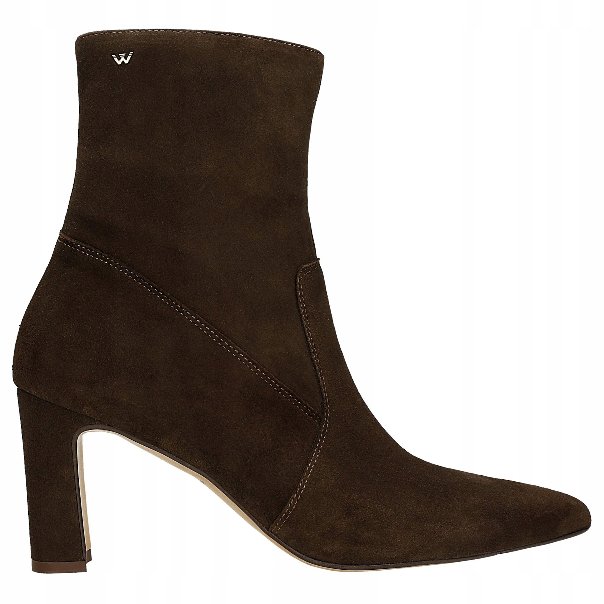 Hnědé elegantní kotníkové boty na sloupku, velikost vel.