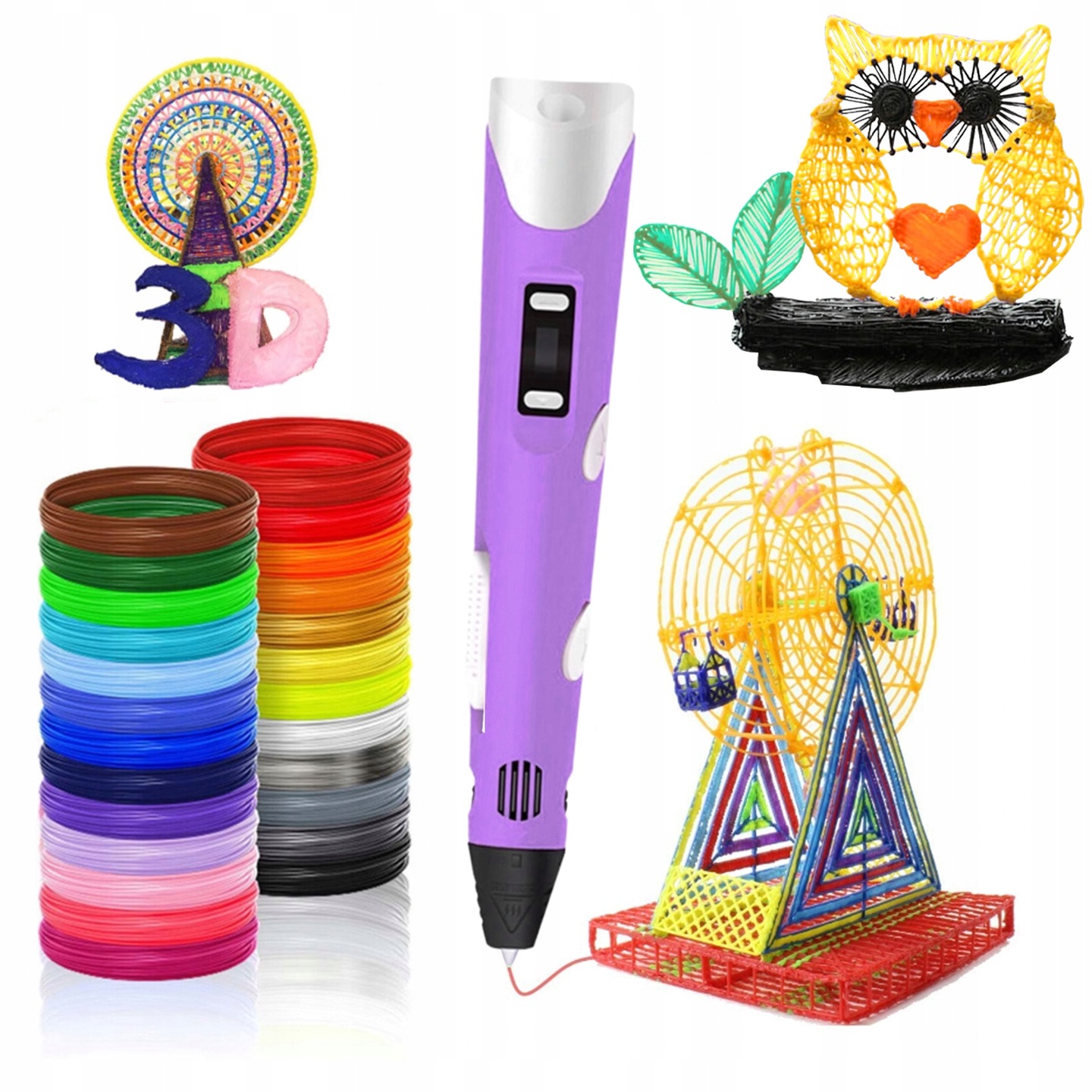 DRUKARKA DŁUGOPIS 3D ZESTAW DLA DZIECI SZABLONY + WKŁADY 50M v2024 Kod producenta XM-3DPEN-2024