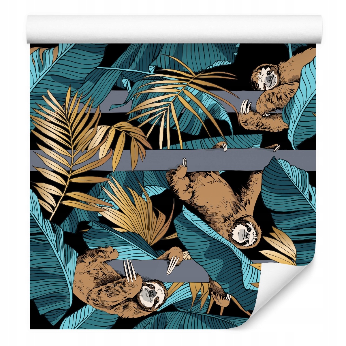 Tapeta do ložnice Lenivce Listy banánovníku Ozdoba