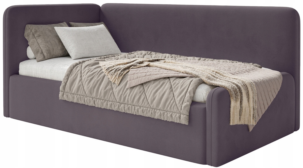 Postel pro mláděž 90x200 cm Fanklo fialová velurová levá