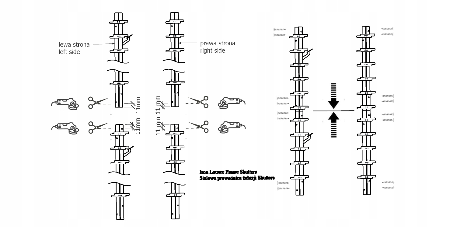 System prowadzący żaluzji Schutters-Ruchome deseczki . Stal 109 cm CZARNY Szerokość całkowita 4 cm