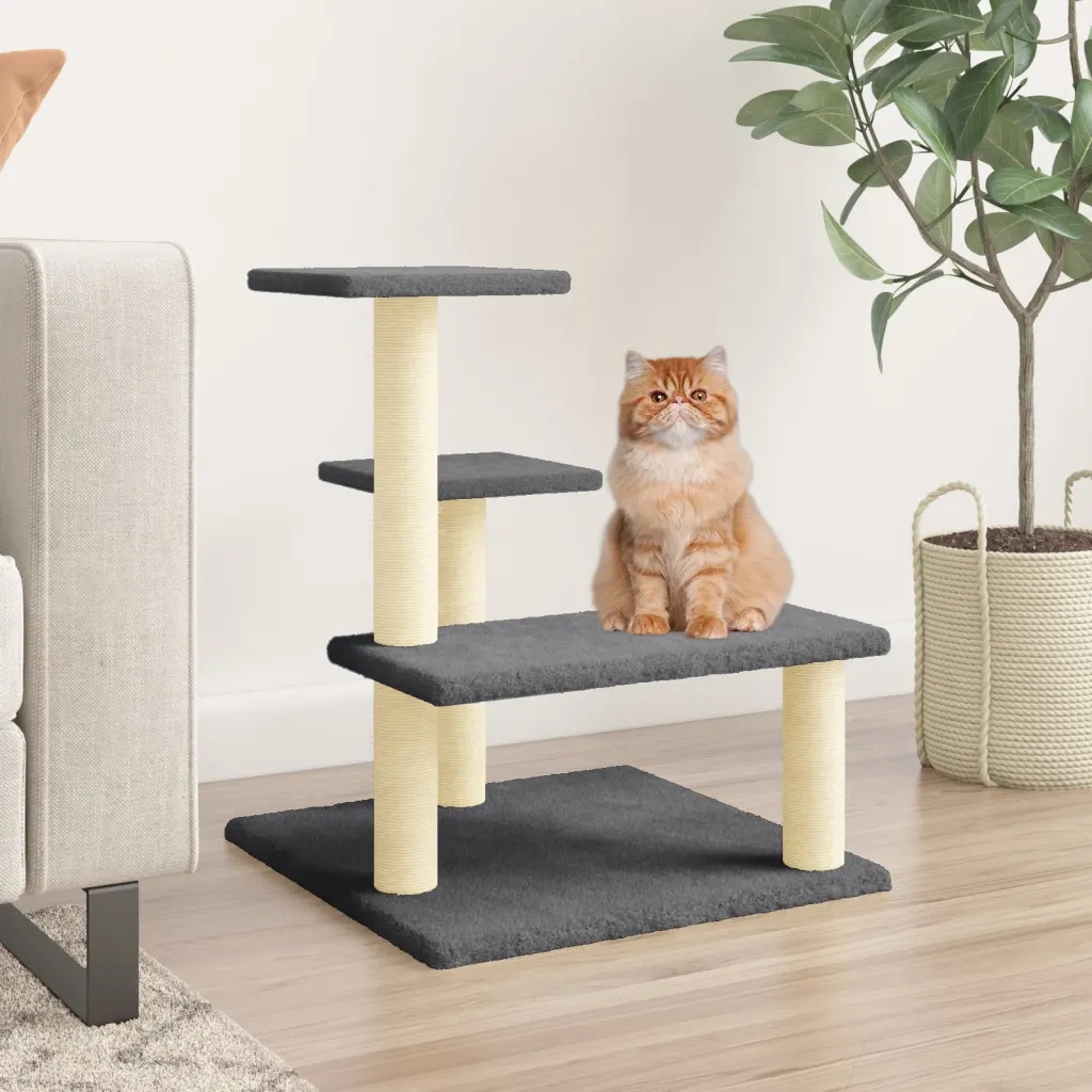 Levně Petrashop Škrabadlo pro kočky se sisalovými sloupky tmavě šedé 61 cm Šedá