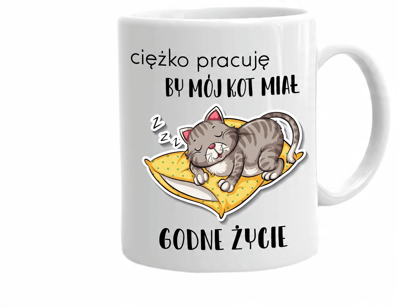 

Kubek Ciężko pracuję by mój kot miał godne życie