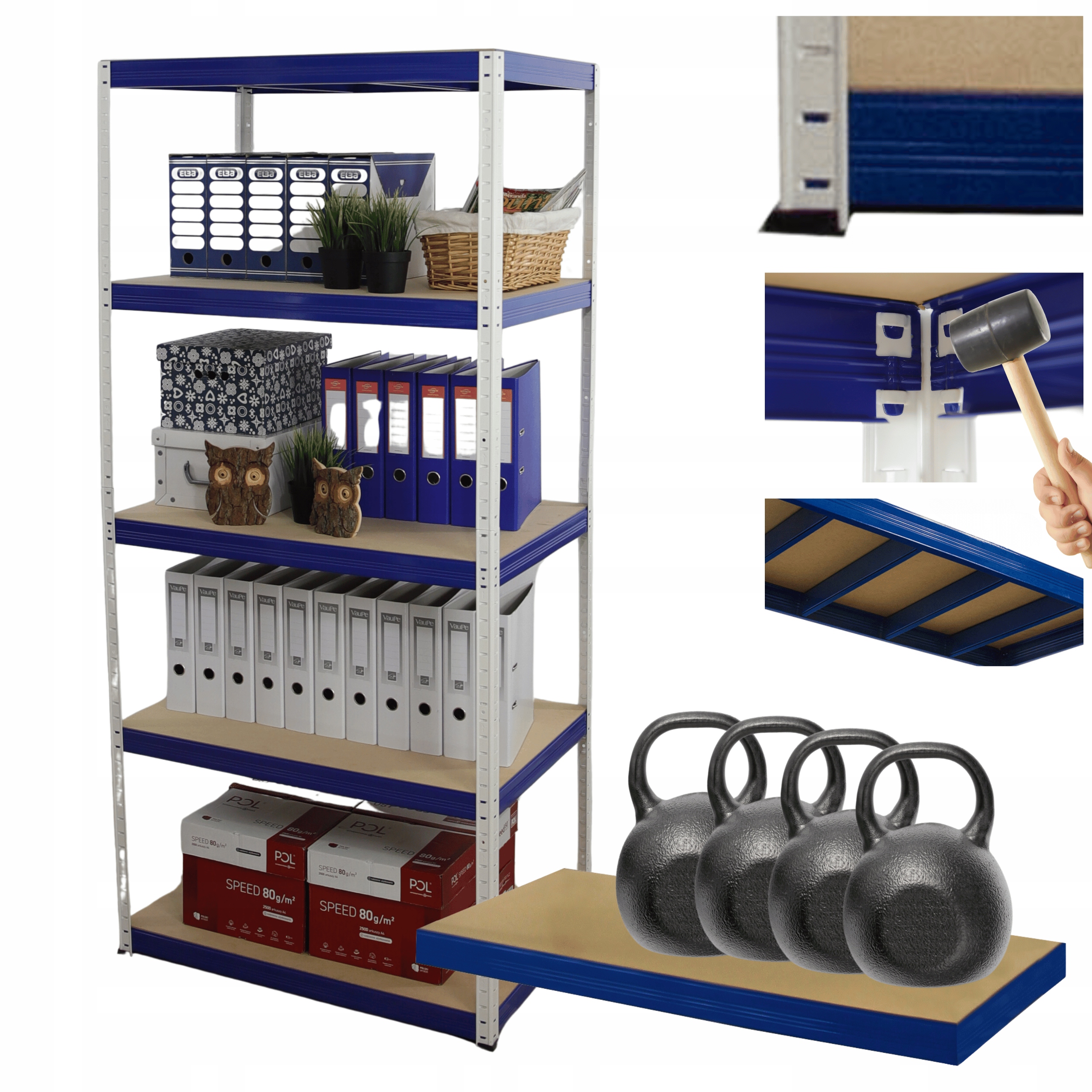 Kovový skladový regál Helios 180x110x40 cm 5Px400 kg, Trvanlivý Pl