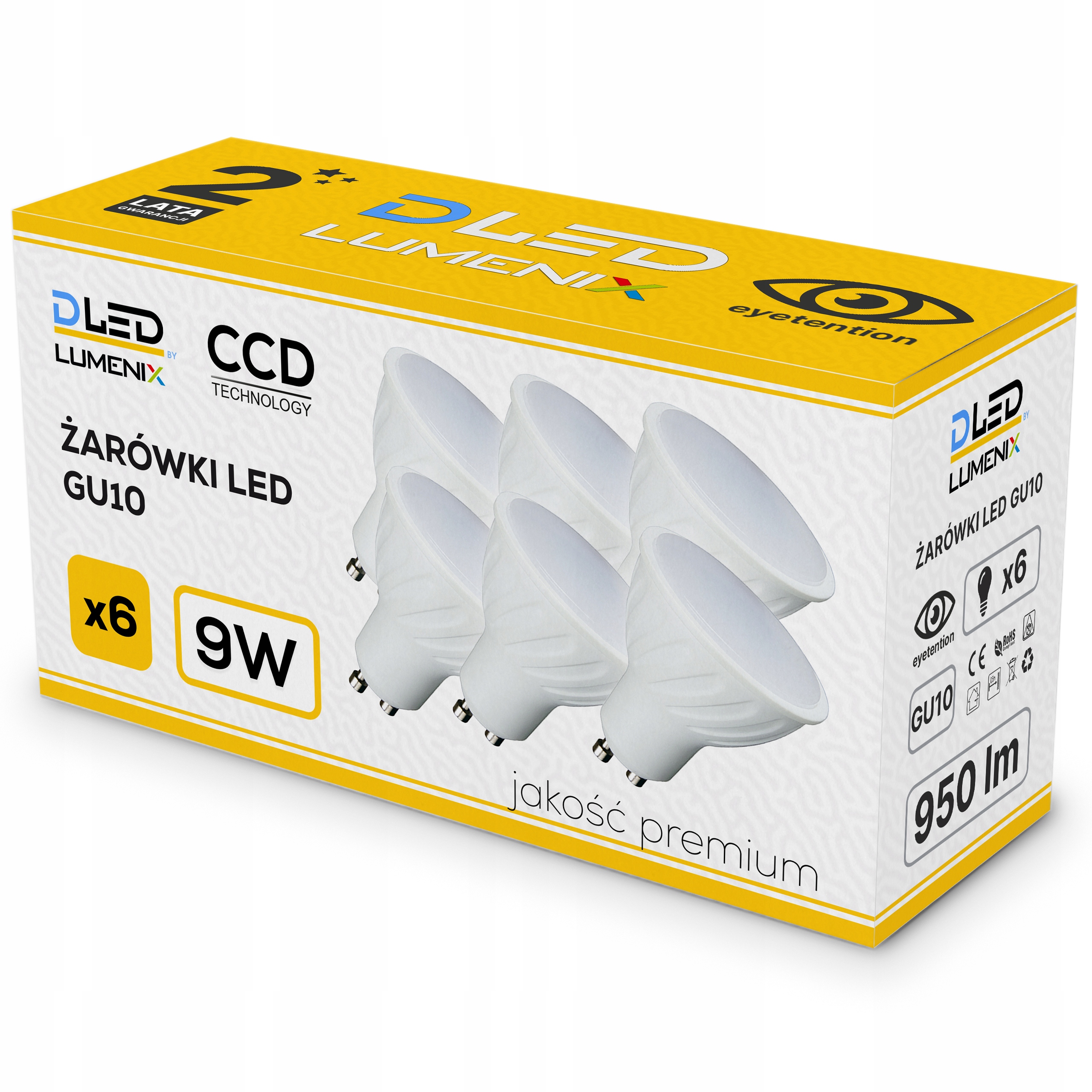 

6x Żarówka Led GU10 950lm 9W Niemrugająca CCD
