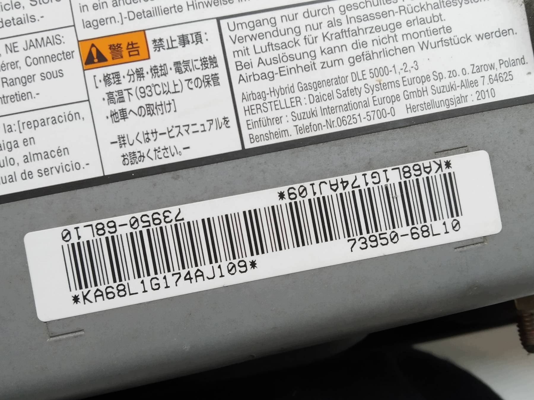airbag aria airbag ginocchia MK7 73950-68L10 Suzuki Swift V