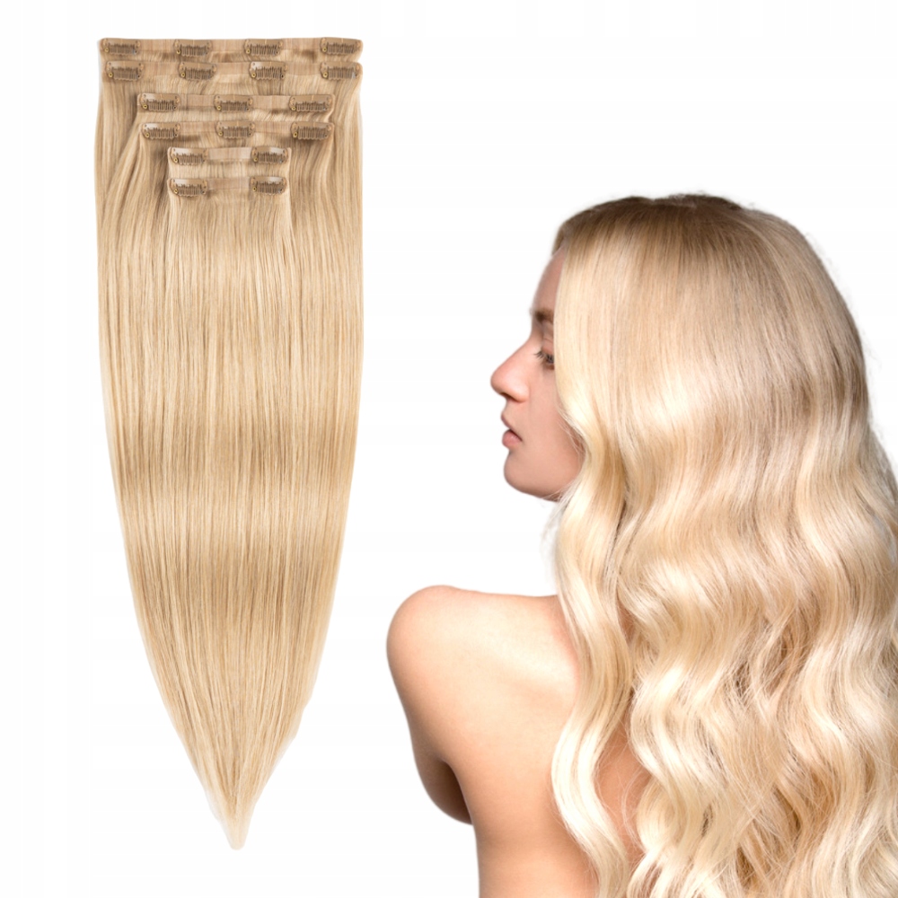 Bezešvé Clip přírodní vlasy 50 cm 6 Pásků #18