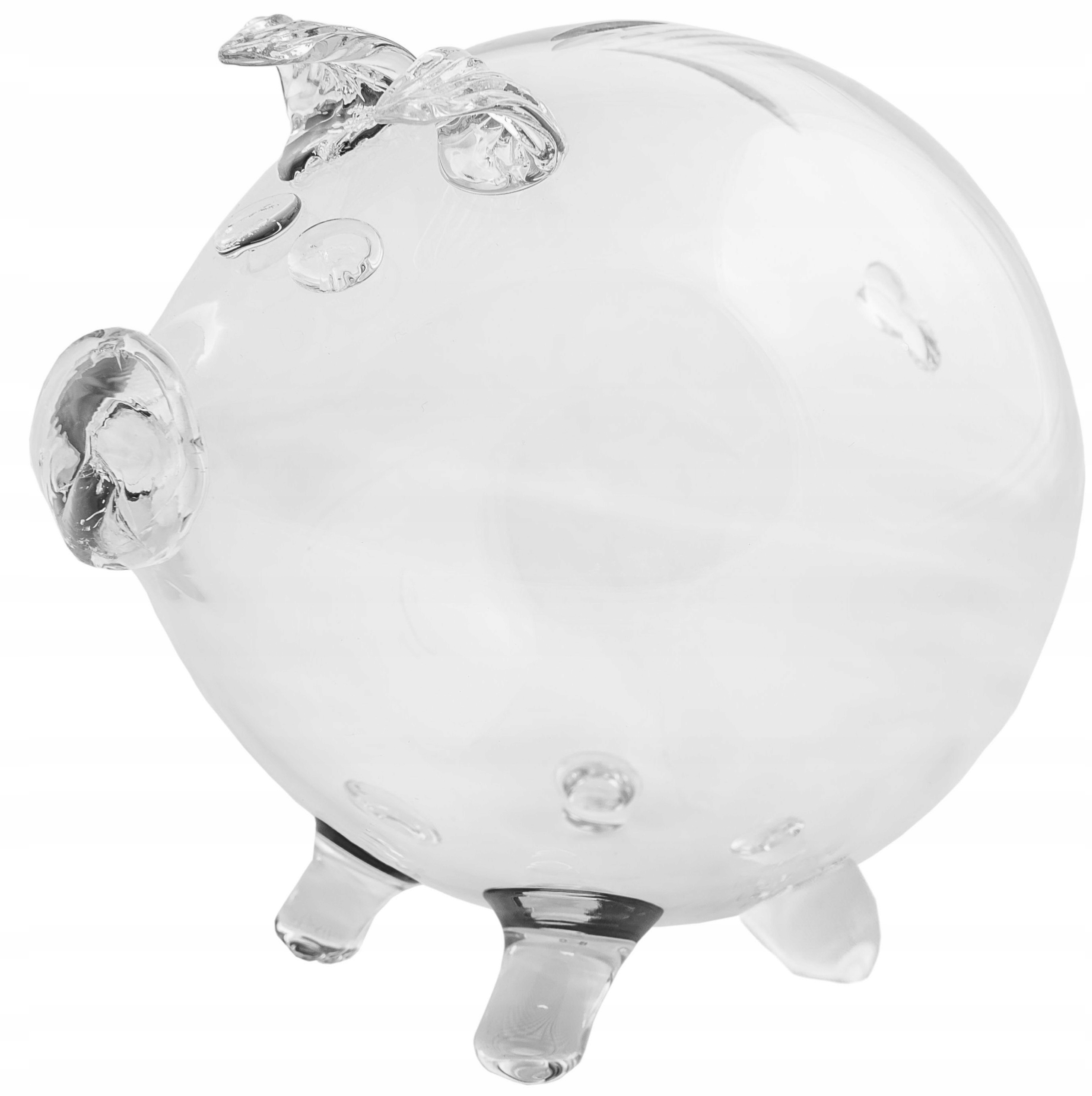 

Duża Piękna Bezbarwna Szklana Świnka Skarbonka