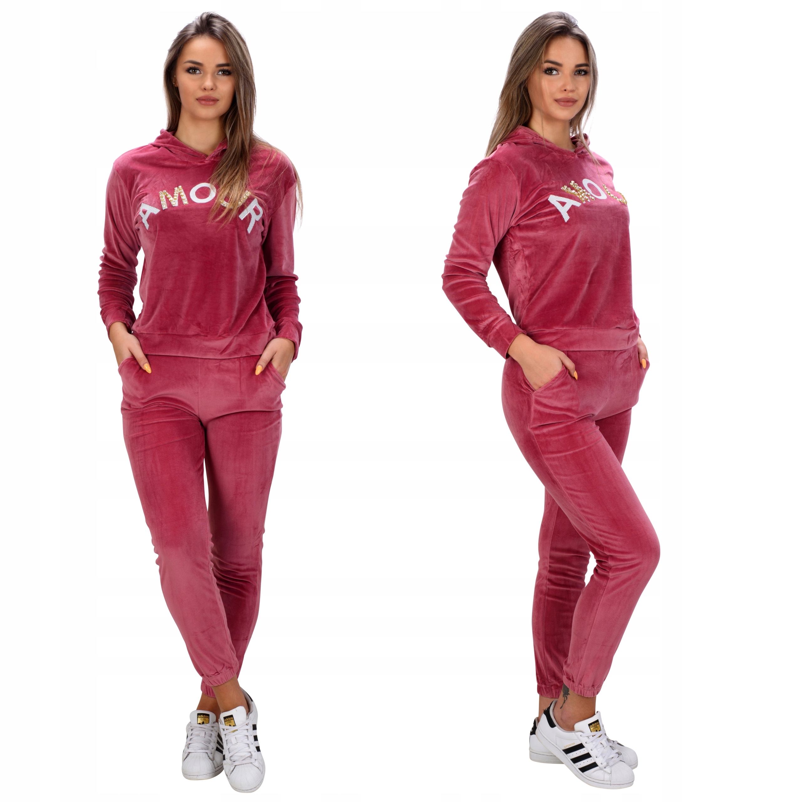 WE342 r. L/XL WELUROWY MODNY KOMPLET DRESOWY