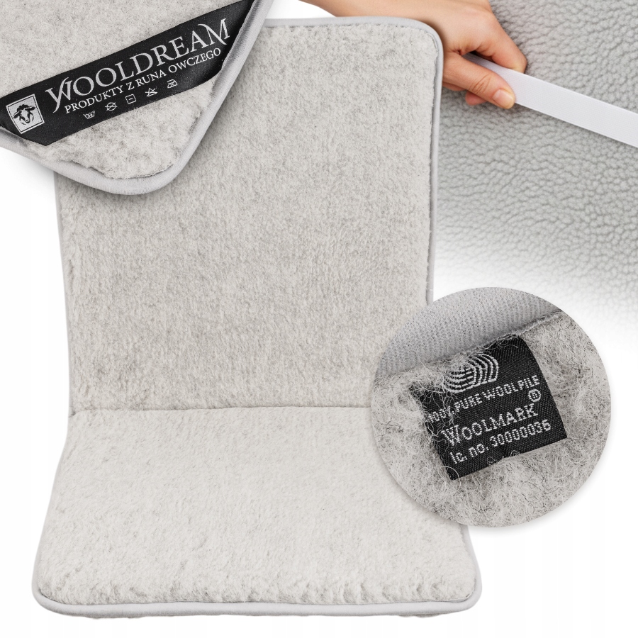 Polštář Na Vlněnou Židli Ovčí Merynos Velké Sedadlo Šedé 50x100