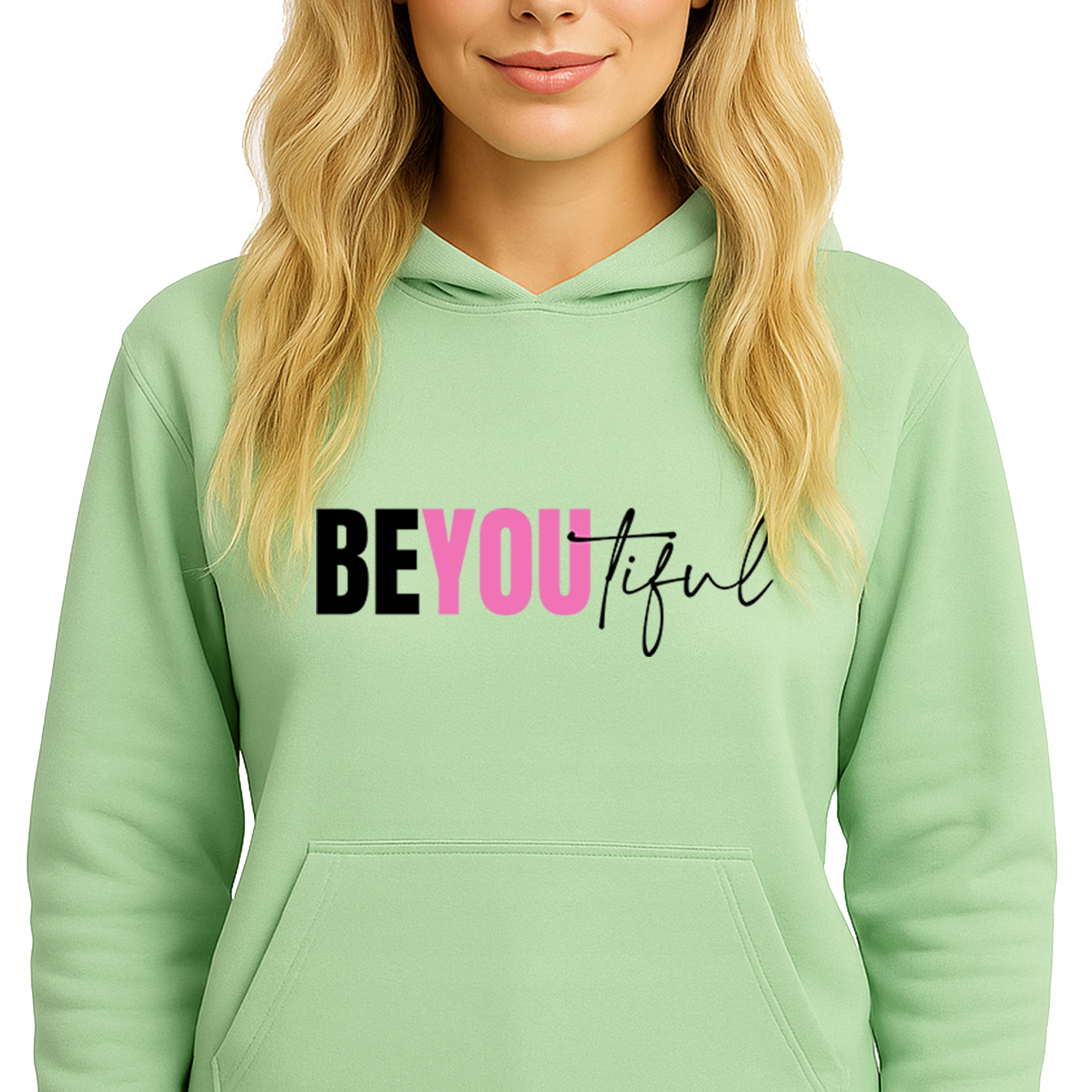 Mikina S Kapucí Zelená Hoodie Módní BEYOUtiful Vel M