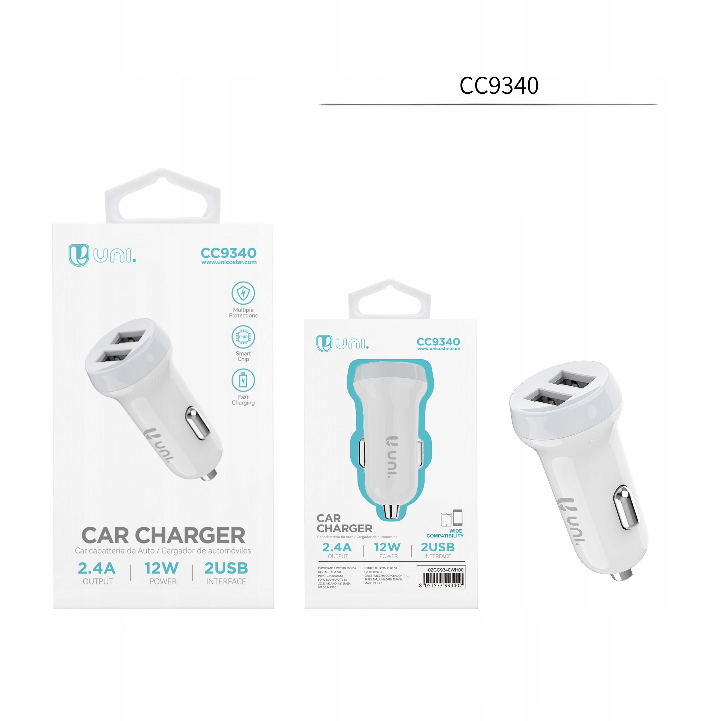 Mała Mocna Szybka Ładowarka Samochodowa 2X Usb 2.4A Do Zapalniczki