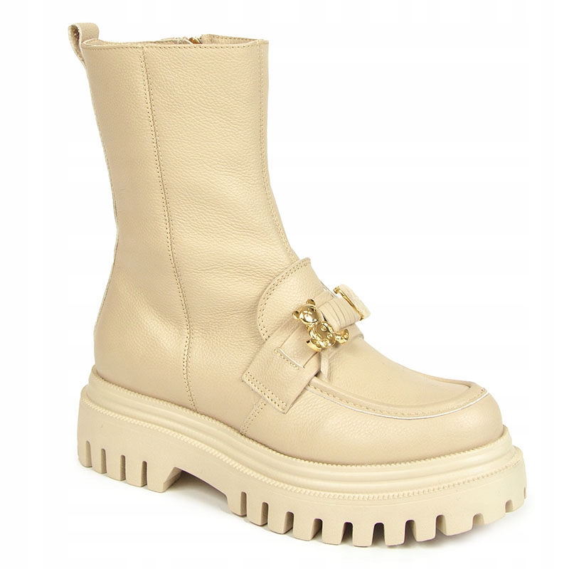 Simen 6425A Kotníkové Boty Workery Kůže Lico Béžová 37