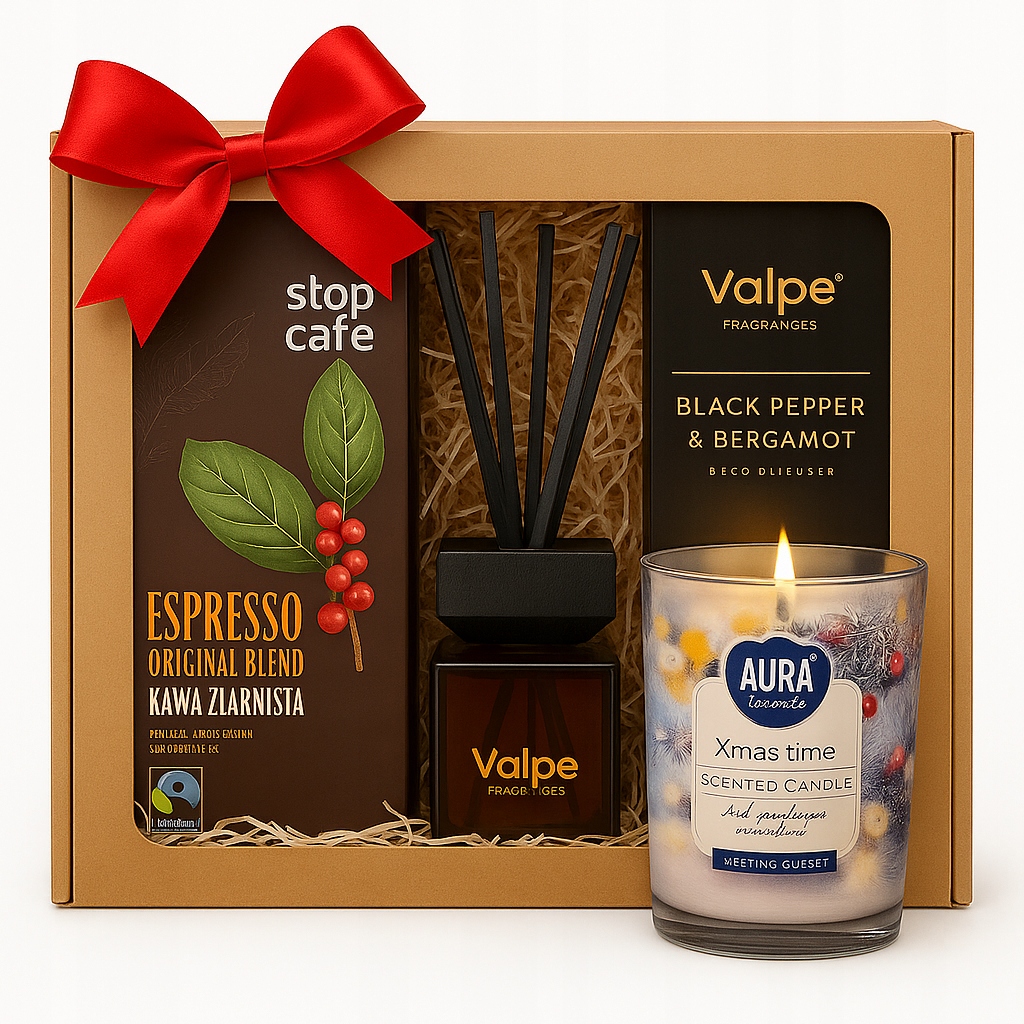 Levně Dárková Sada Káva Orlen Stop Cafe Difuzér Valpe Vánoční svíčka