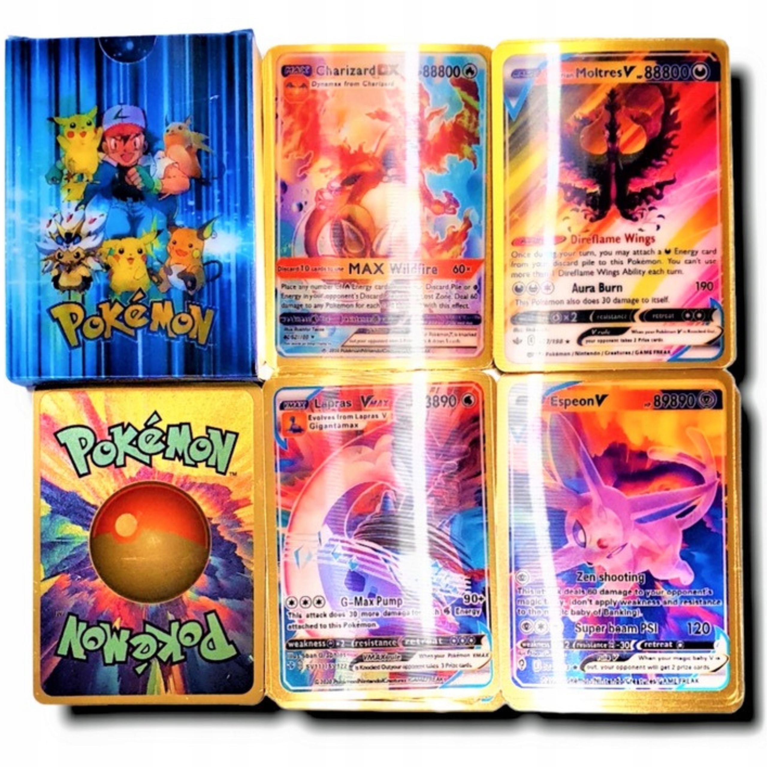 

Karty Pokemon Złote 3D Trójwymiarowe Zestaw 27szt