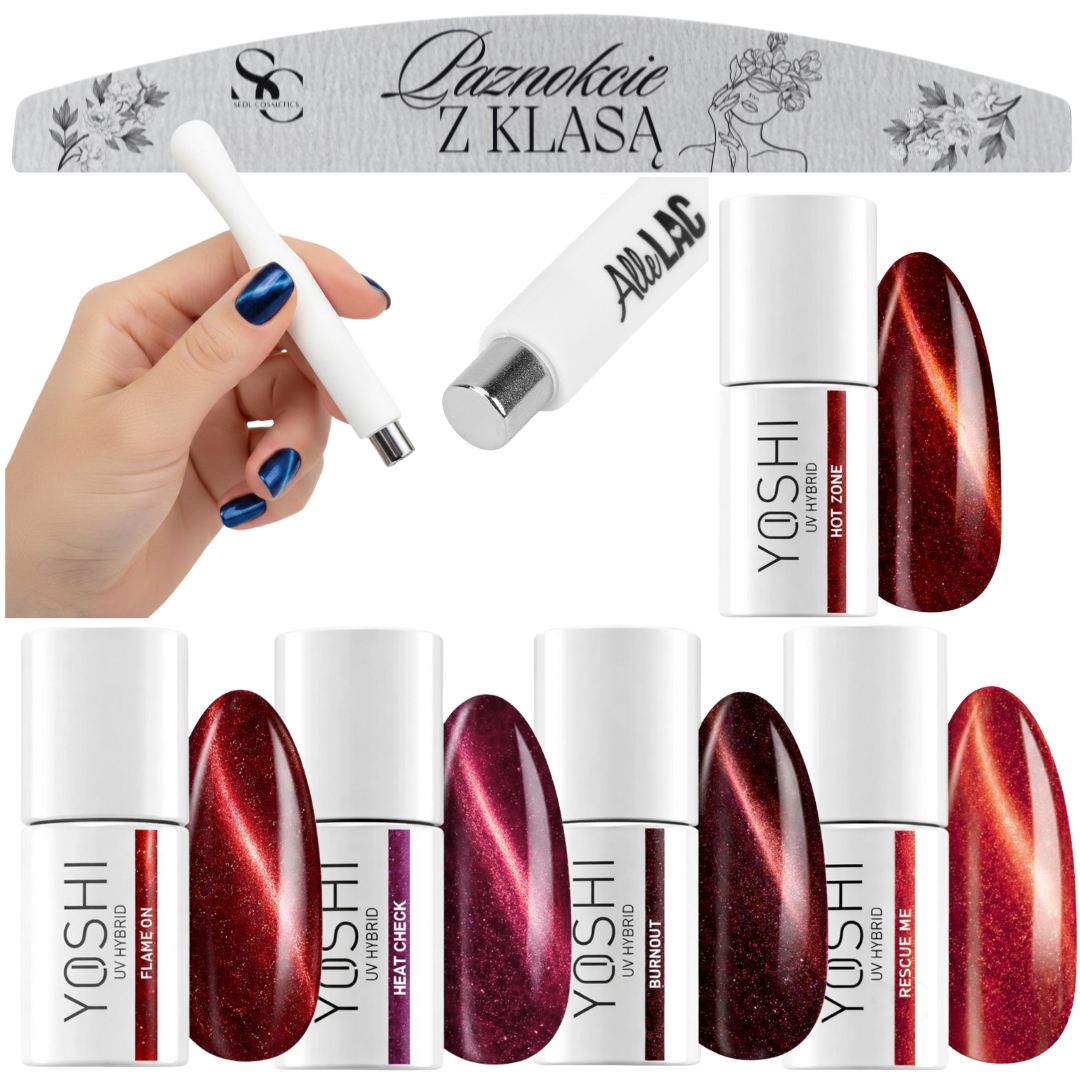 Yoshi Lakier Hybrydowy do paznokci kolekcja cat eye 261-265+ Magnes +Pilnik