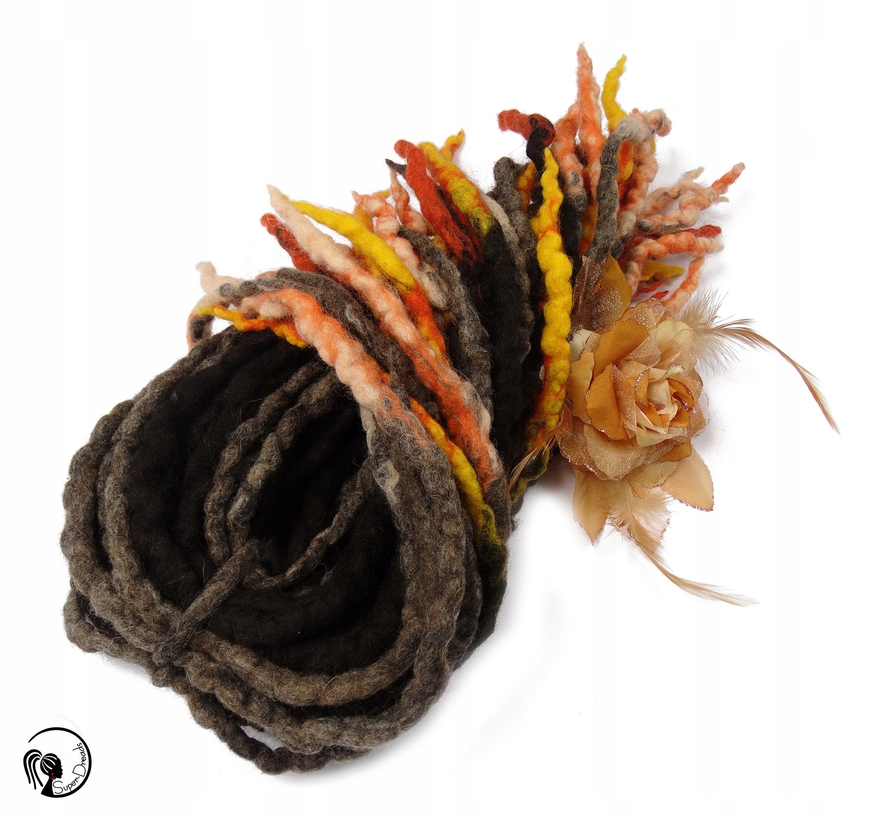 Vlněné pastelky kudrnaté, bronzově oranžová žlutá barva, Horká Sopka, 10 kusů