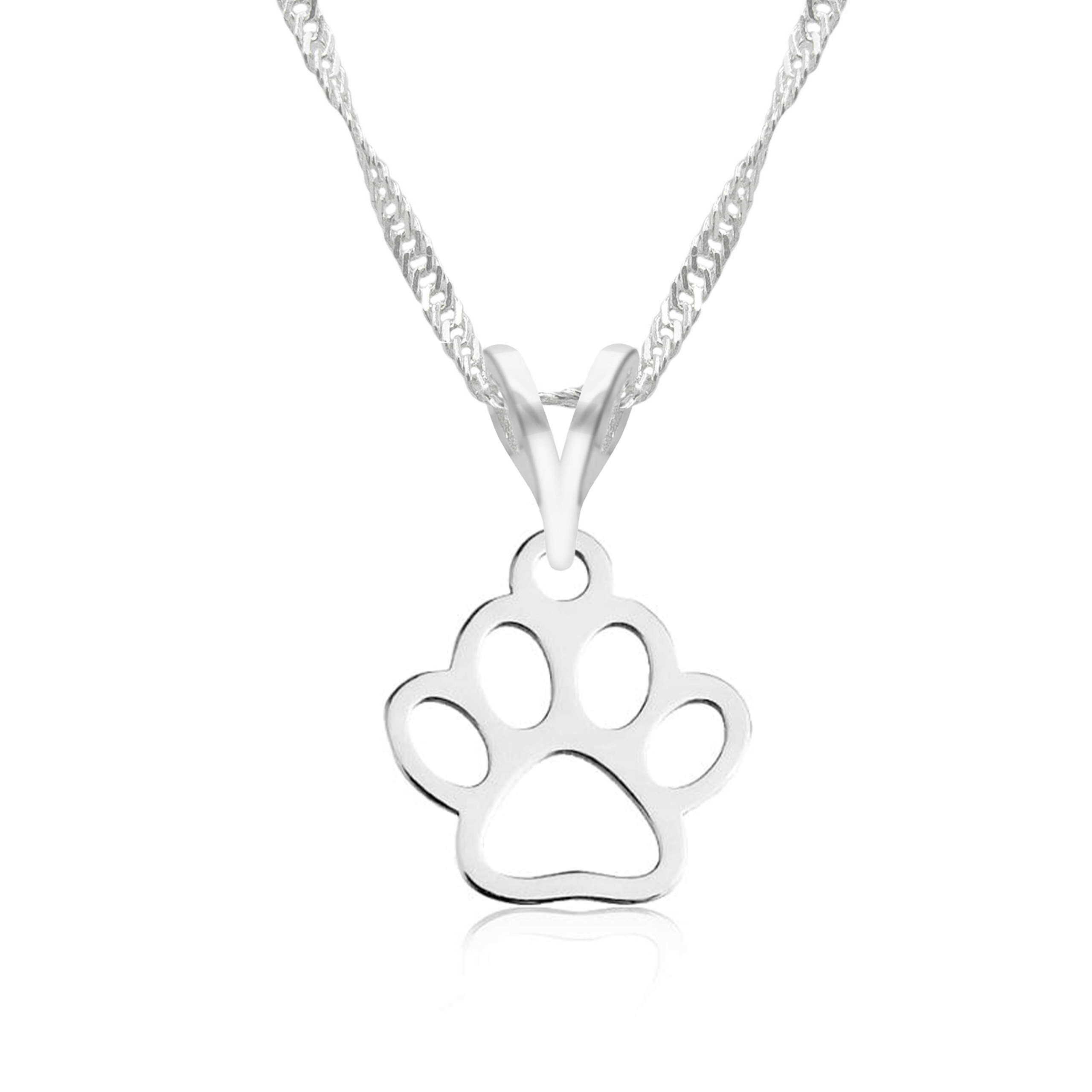 

Łańcuszek srebrny naszyjnik 925 Serce Pies Łapka