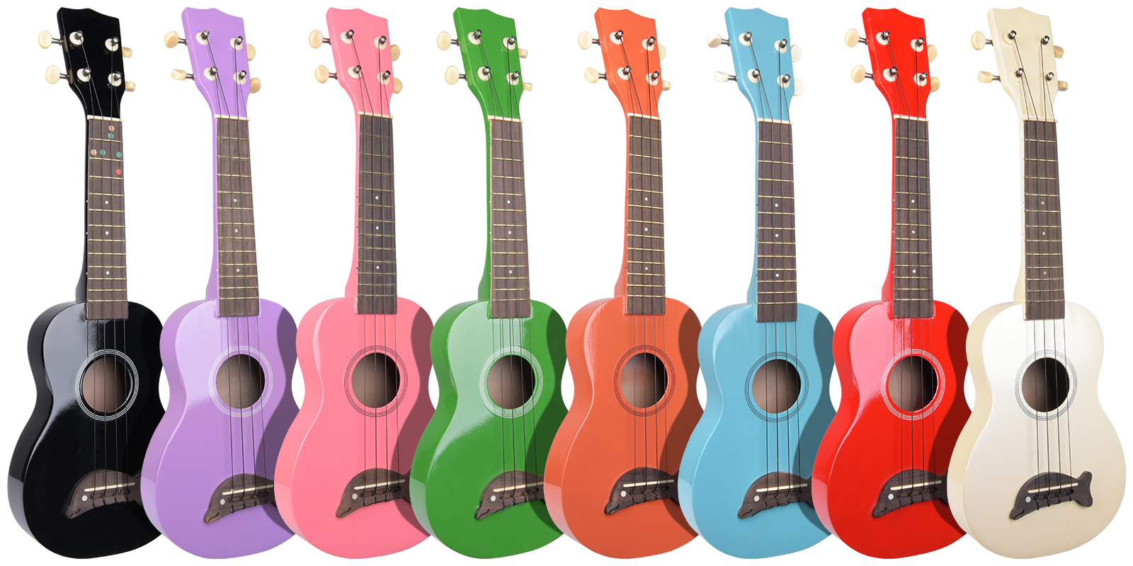 DREWNIANE UKULELE SOPRANOWE DO NAUKI GRY ZABAWY RÓŻNE KOLORY Kolor czerń