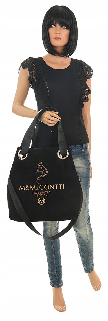 Torebka Damska Worek Shoper Modna Listonoszka na Ramię 2102 Black Płeć kobieta