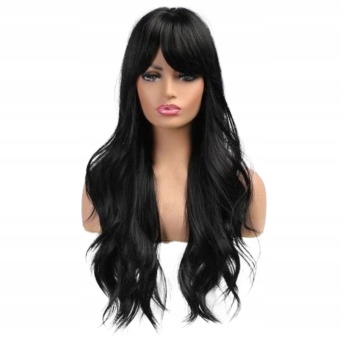 Černá černá paruka s ofinou jako Přírodní čepička Bonus