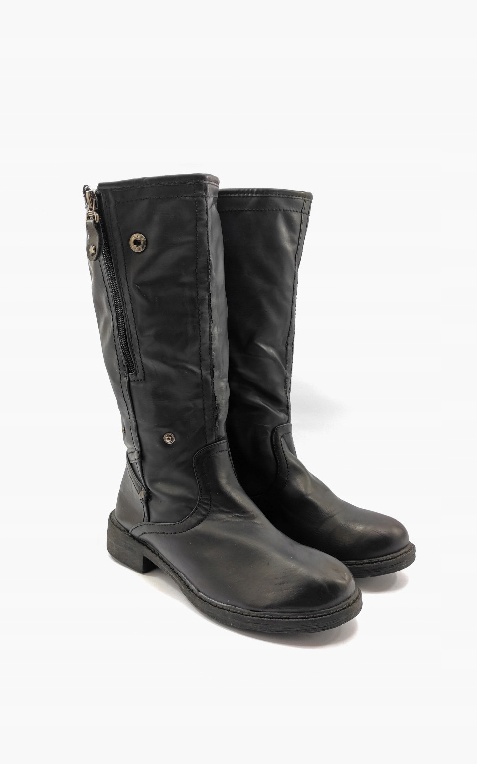 OCIEPLANE CZARNE KOZAKI 36 Rodzaj obcasa klocek