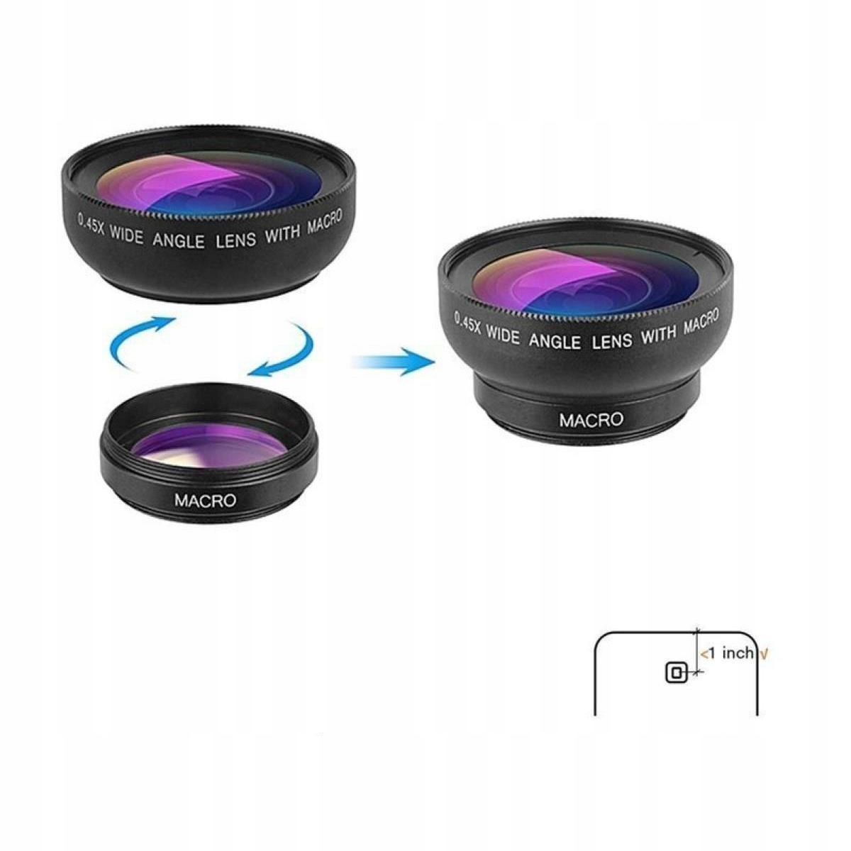 APEXEL ZESTAW 2W1 OBIEKTYW DO TELEFONU MAKRO Długość 40 mm