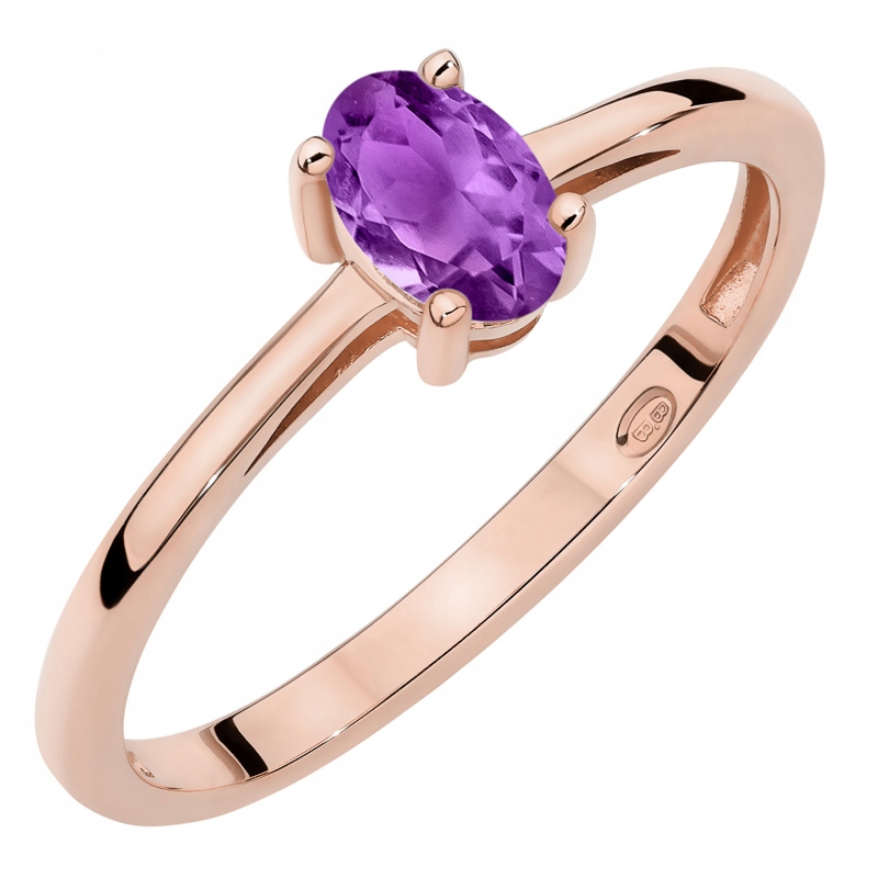 Zlatý Prstýnek ryzosti 585 s oválným ametystem 0.40 ct 14k