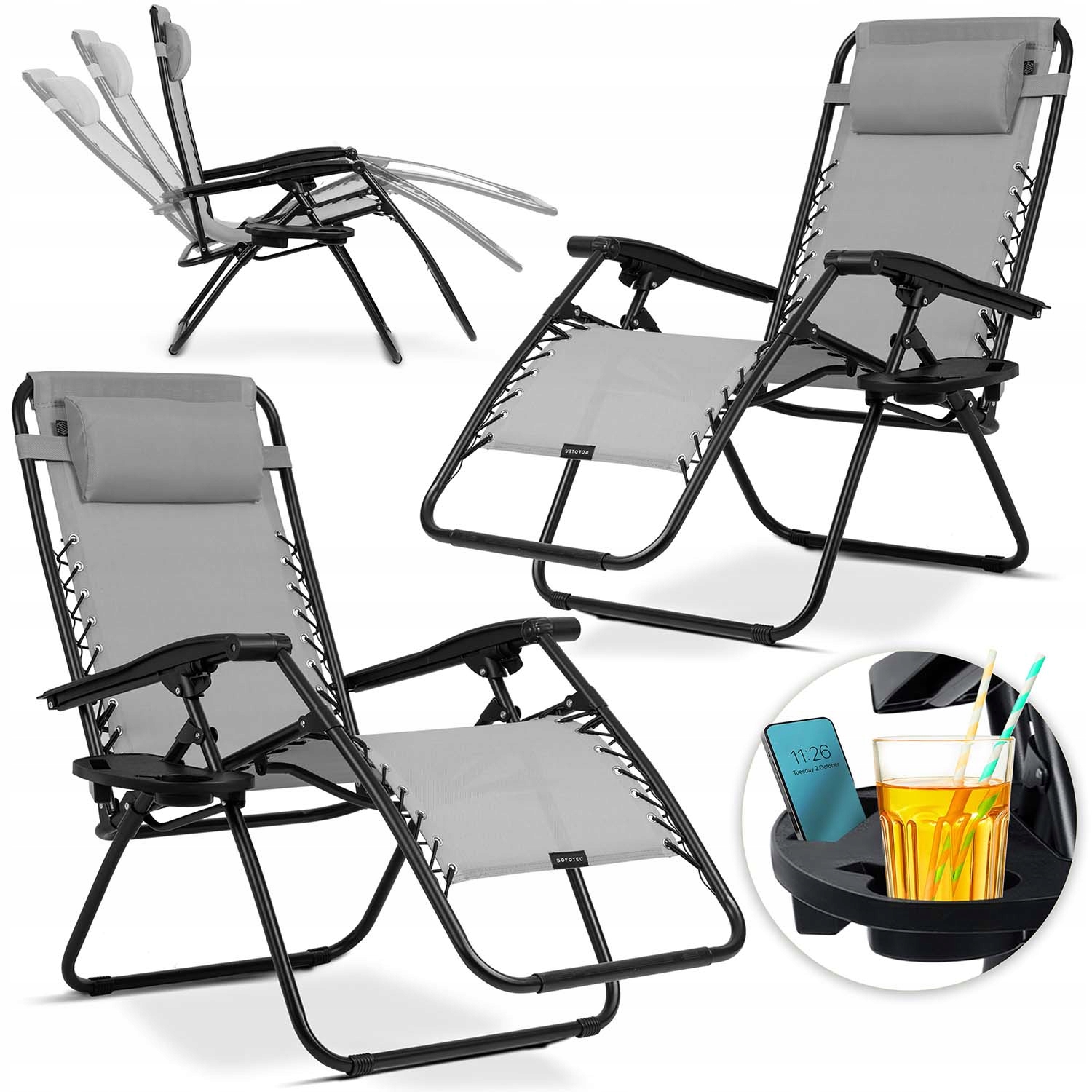 Skladacie Ležadlo Plážové Gravitačné Kreslo Na Terasu Do Záhrady 2ks