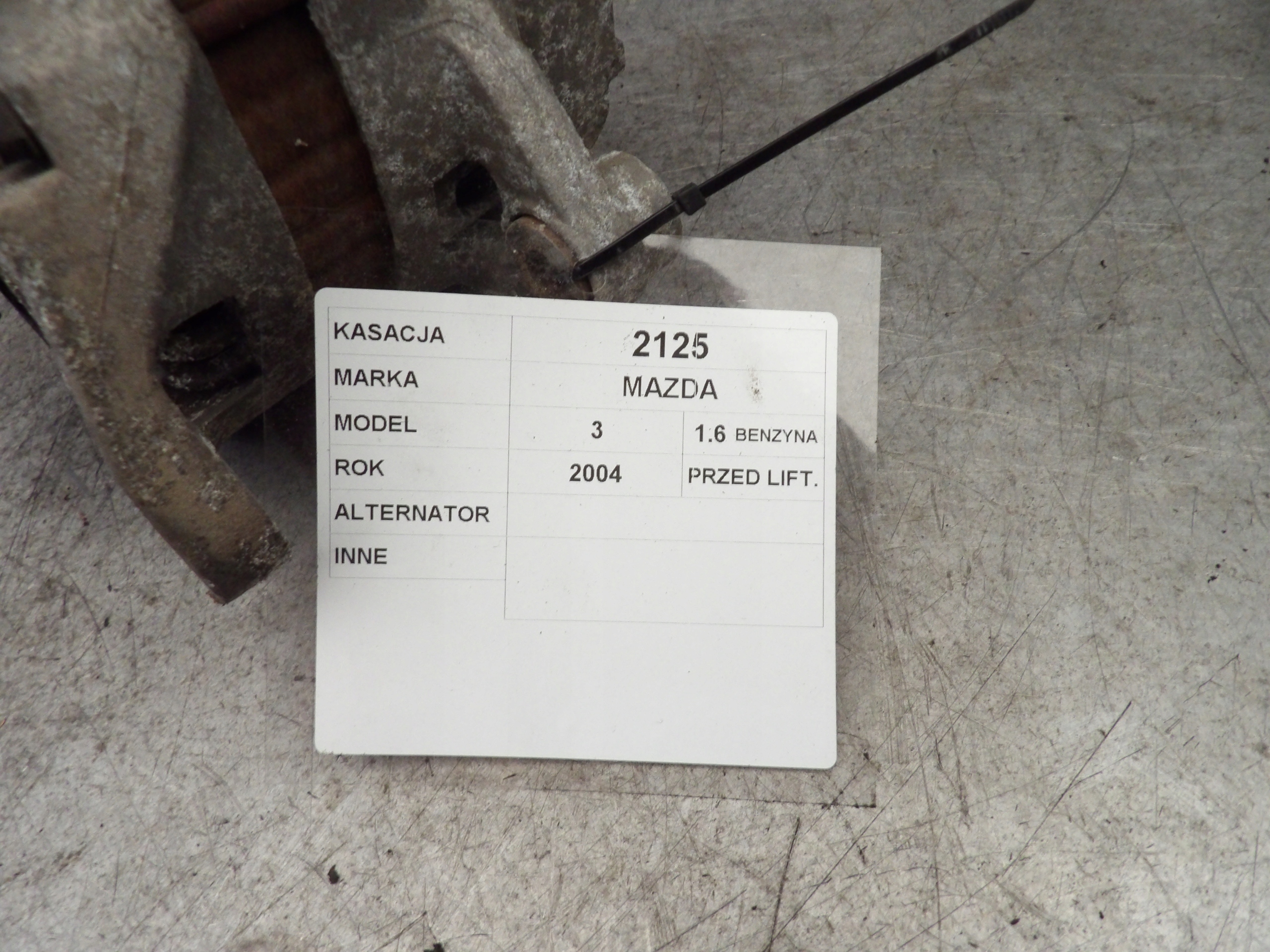 Mazda 3 alternator ZJ01 A2TC0091